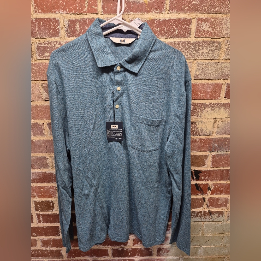 Joseph Abboud Blue Long Sleeve Polo Shirt XL New With Tags